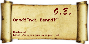 Ormándi Bennó névjegykártya